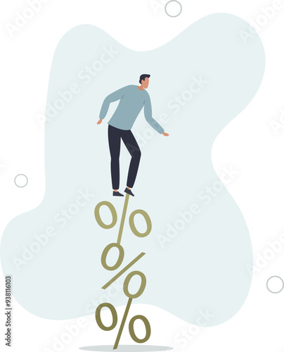 risk of economic recession, unstable financial or banking debt problem concept.flat design with people.