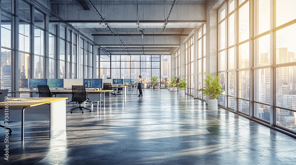 A spacious modern office where professionals use 3D holograms to visualize and solve complex design problems reflecting a futuristic approach to workplace productivity Stock Photo with copy space A spacious modern office where professionals use 3D holograms to visualize and solve complex design problems reflecting a futuristic approach to workplace productivity Stock Photo with copy space