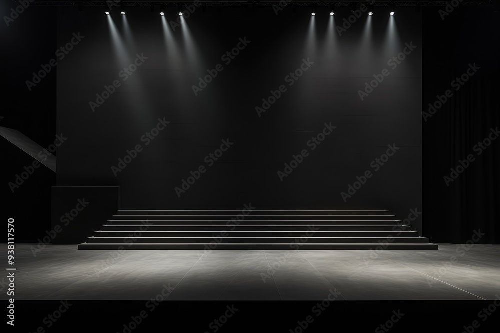 Obraz premium Empty Stage with Spotlights - Minimalist Theater Design