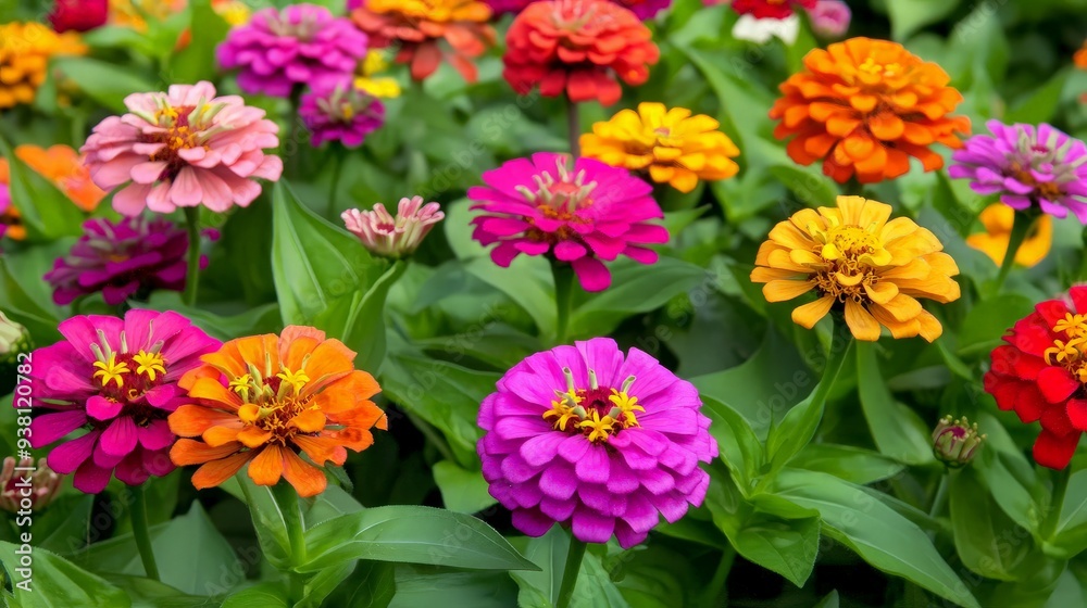 Colorful Zinnia Flowers in Bloom Colorful Zinnia Flowers in Bloom