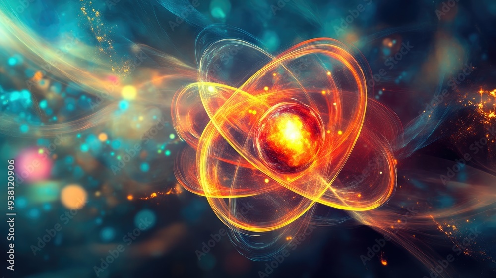 Colorful Artistic Depiction of Atomic Model Colorful Artistic Depiction of Atomic Model
