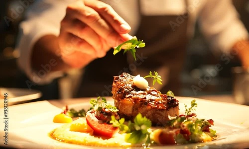 Chef Finishing a Gourmet Meal