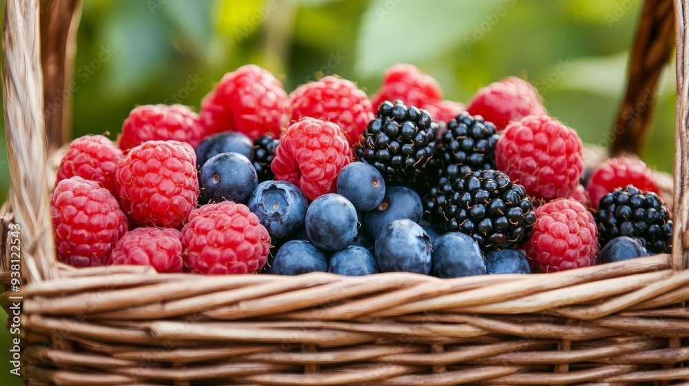Fresh Summer Berries in a Basket Fresh Summer Berries in a Basket