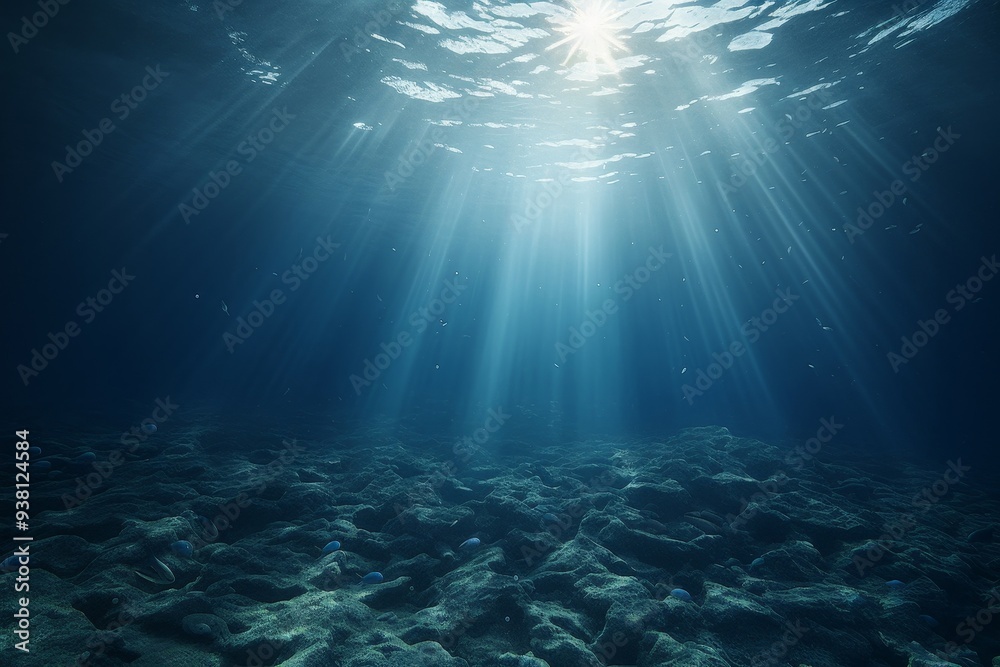 Fototapeta premium Sunbeams Through the Deep Blue: Underwater Scenery