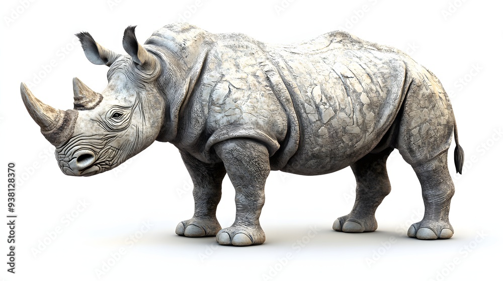 50. **A 3D render of a ceramic tile art showcasing a majestic rhinoceros with detailed textures and patterns, isolated on a white background 50. **A 3D render of a ceramic tile art showcasing a majestic rhinoceros with detailed textures and patterns, isolated on a white background