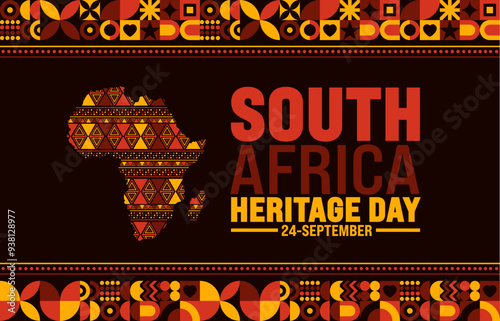 South Africa Heritage Day background or banner design template. Holiday concept. Template for background, banner, card, poster, placard, design template with unique shapes with standard color.