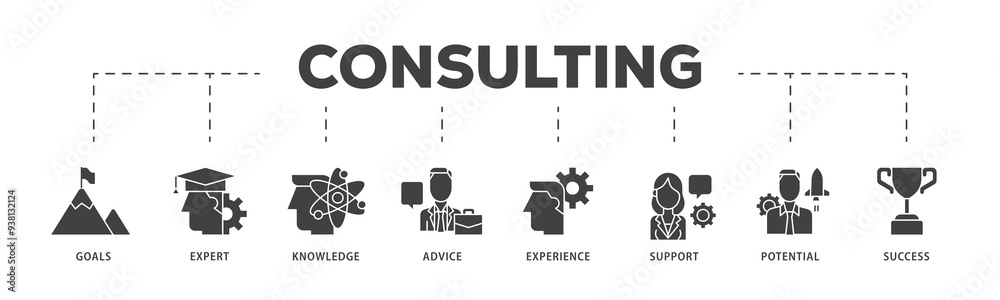 Consulting icon infographic illustration concept with icon of goals, expert, knowledge, advice, experience, support, potential, and success icon png and easy to edit Consulting icon infographic illustration concept with icon of goals, expert, knowledge, advice, experience, support, potential, and success icon png and easy to edit