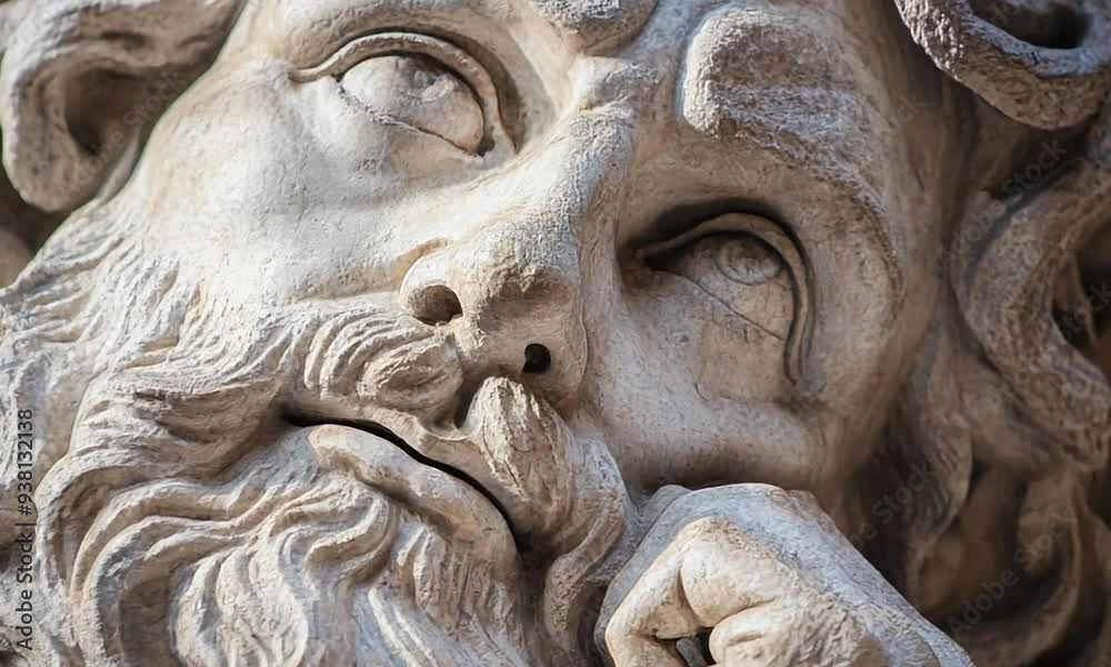 Close-up of a Thoughtful Stone Sculpture