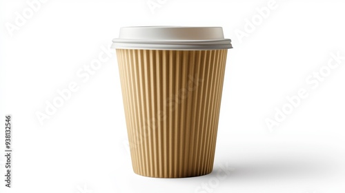 Wallpaper Mural A close-up of a single brown paper coffee cup with a white lid, isolated on a white background. Torontodigital.ca