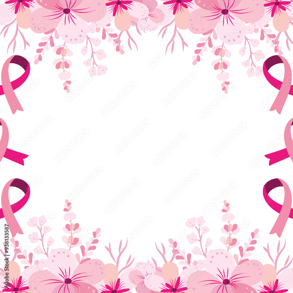 Vector pink breast cancer frame Vector pink breast cancer frame