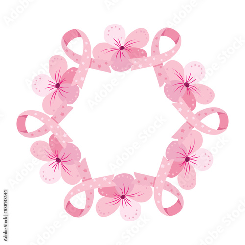 Vector pink breast cancer frame