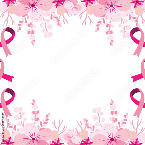 Vector pink breast cancer frame