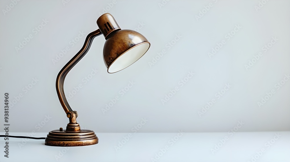 On a white background a modern, minimalist desk lamp with a sleek, industrial design. On a white background a modern, minimalist desk lamp with a sleek, industrial design.