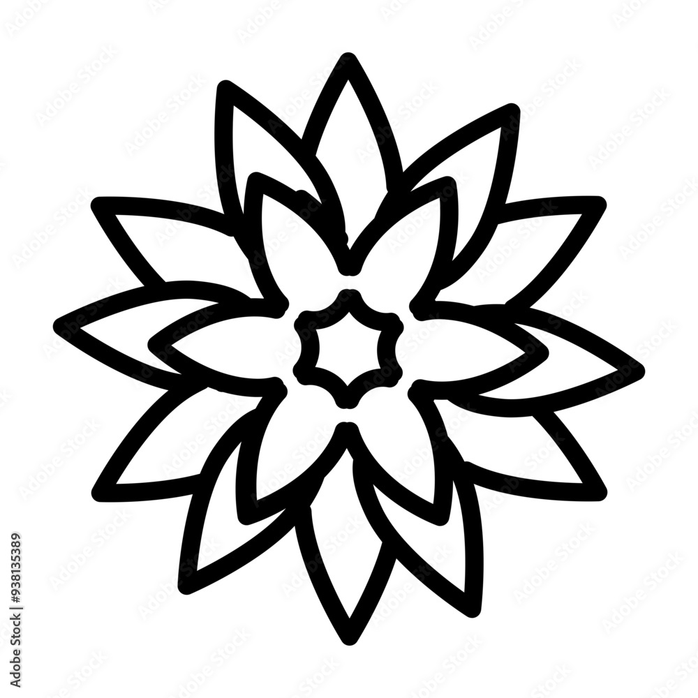 Star Shaped Rangoli Vector Line Icon Design Star Shaped Rangoli Vector Line Icon Design