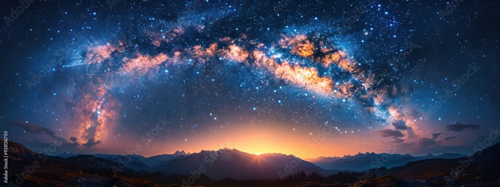 Obraz premium Realistic and stunning Milky Way, stars and cosmic dust.