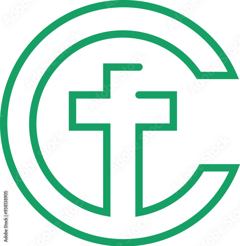 CT with Christian Cross Logo design