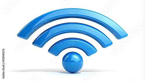 A stylized blue broadband icon with wi-fi signals and a lightning bolt, symbolizing fast internet speed and connectivity, on a white background. photo