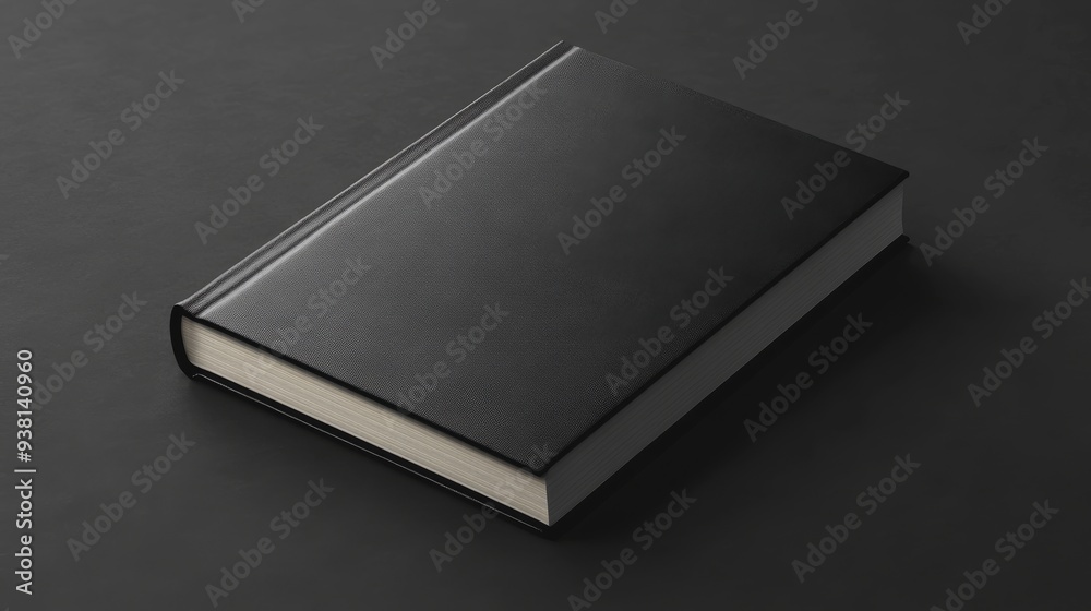 Black hardcover book mock-up on a dark background Black hardcover book mock-up on a dark background