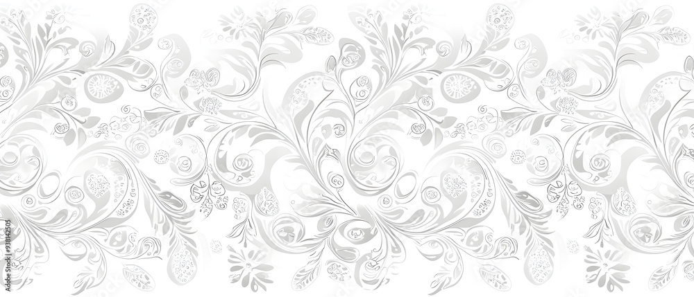 A flat vector illustration background of a seamless lace pattern on white cotton fabric, incorporating vintage lace motifs, ornate details, interwoven patterns, delicate and elegant