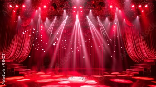Obraz na płótnie Magic theater stage with red curtains and spotlight w salonie
