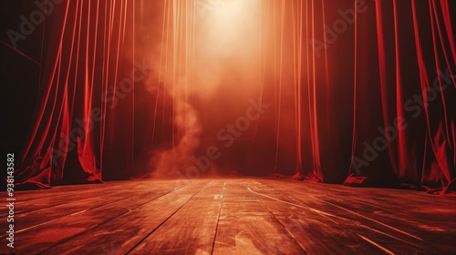 Obraz na płótnie Magic theater stage with red curtains and spotlight w salonie