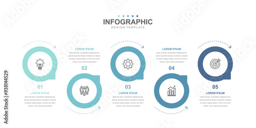 Infographic Illustration design template with icons and 5 options, workflow layout, icons, diagram, report, web design. Creative, vector, illustration