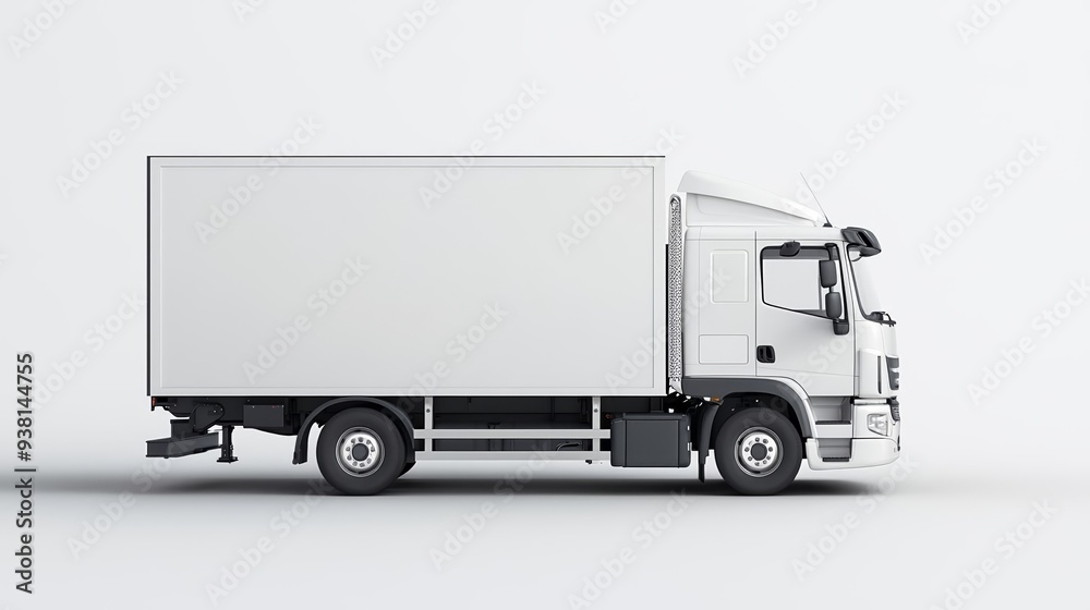 Minimalist urban delivery truck with an empty side, offering a versatile template for commercial advertisement or branding ideas Minimalist urban delivery truck with an empty side, offering a versatile template for commercial advertisement or branding ideas