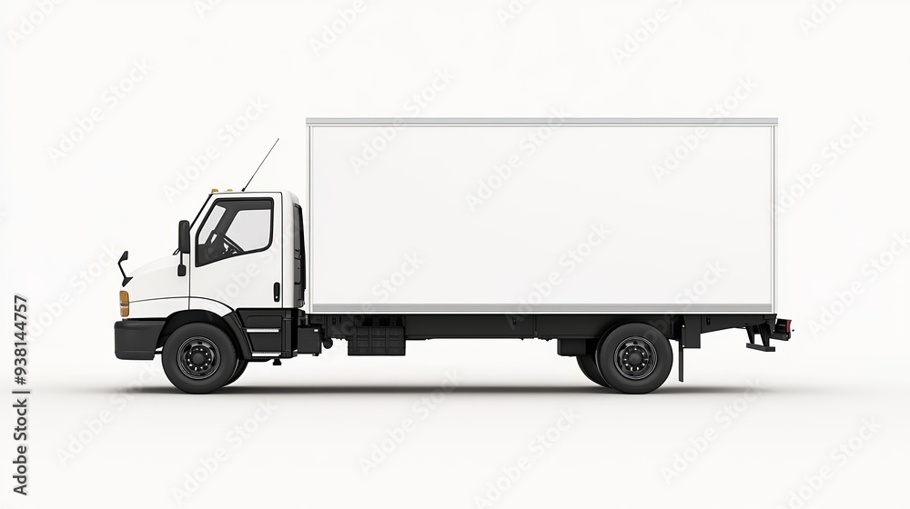 Minimalist urban delivery truck with an empty side, offering a versatile template for commercial advertisement or branding ideas Minimalist urban delivery truck with an empty side, offering a versatile template for commercial advertisement or branding ideas
