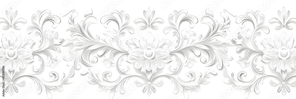 A flat vector illustration background of a seamless lace pattern on white cotton fabric, incorporating vintage lace motifs, ornate details, interwoven patterns, delicate and elegant A flat vector illustration background of a seamless lace pattern on white cotton fabric, incorporating vintage lace motifs, ornate details, interwoven patterns, delicate and elegant