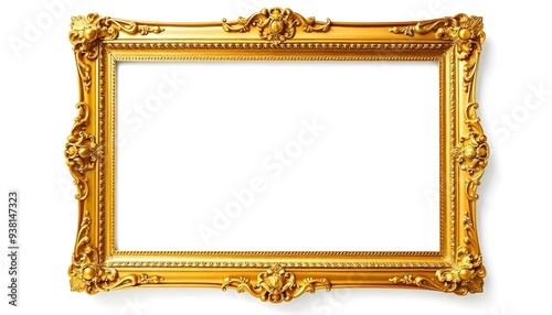 A gold picture frame isolated on a white background