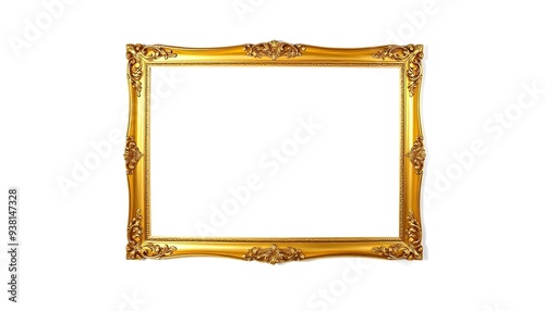 A gold picture frame isolated on a white background
