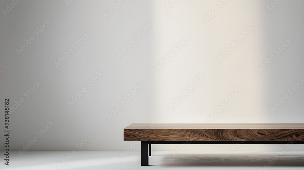 A stylish, minimalist coffee table on a white background, featuring a smooth wooden surface and sleek metal legs. A stylish, minimalist coffee table on a white background, featuring a smooth wooden surface and sleek metal legs.