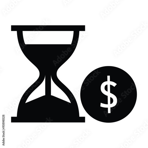 Money instalment, instalment payment, time is money icon
