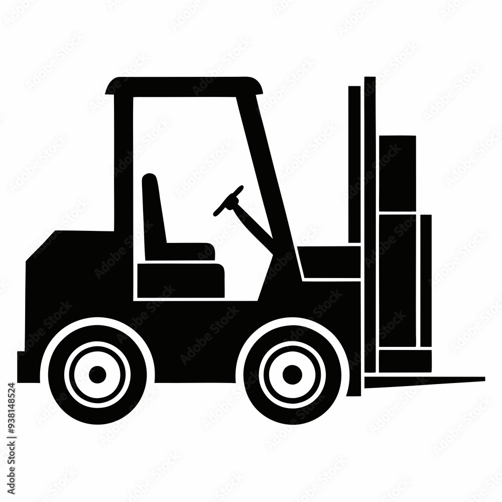 Fototapeta premium Forklift Black silhouette