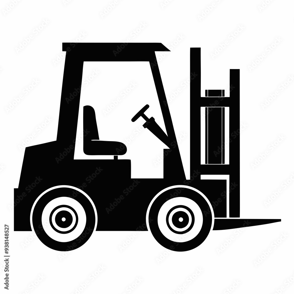 Forklift Black silhouette Forklift Black silhouette