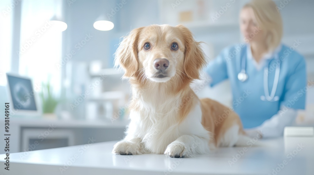 Dog at Vet Exam Cute Puppy on Table Dog at Vet Exam Cute Puppy on Table