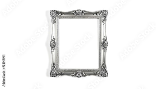 A silver picture frame isolated on a white background