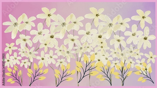Illustration, spring flowers in frame.beautiful spring flowers.