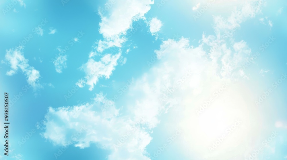 Clear Blue Sky with White Fluffy Clouds Clear Blue Sky with White Fluffy Clouds