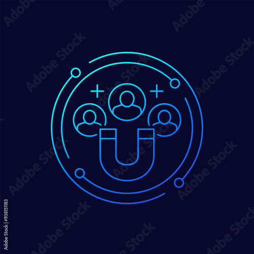 Customer acquisition or retention icon, linear design