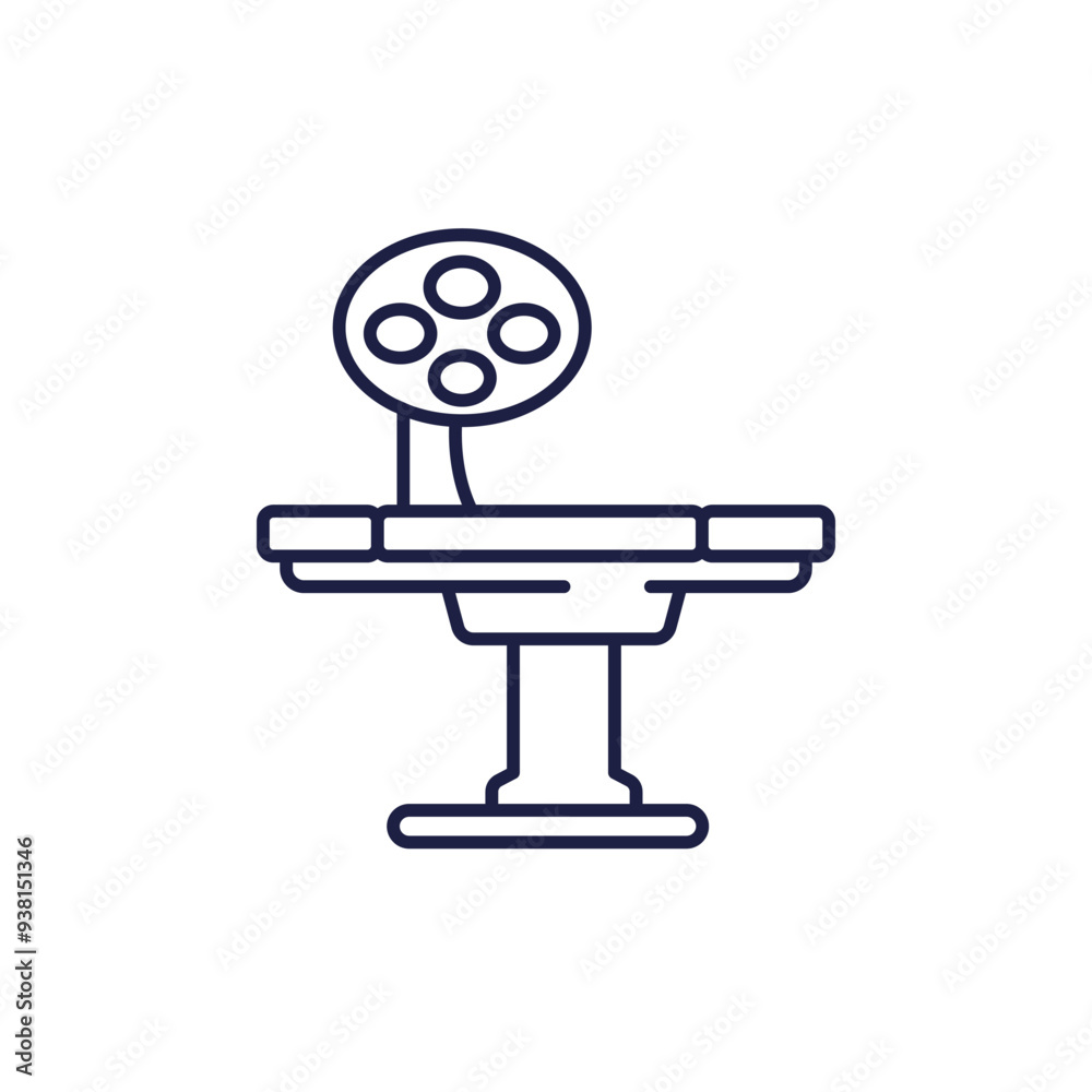 Operating room icon, surgical table line vector Operating room icon, surgical table line vector