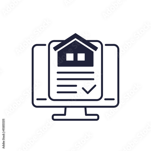 online permit icon with a house, building permission vector