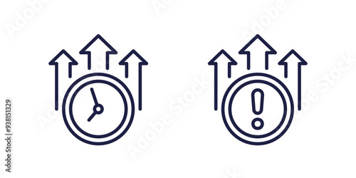 overtime line icons, long working hours vector