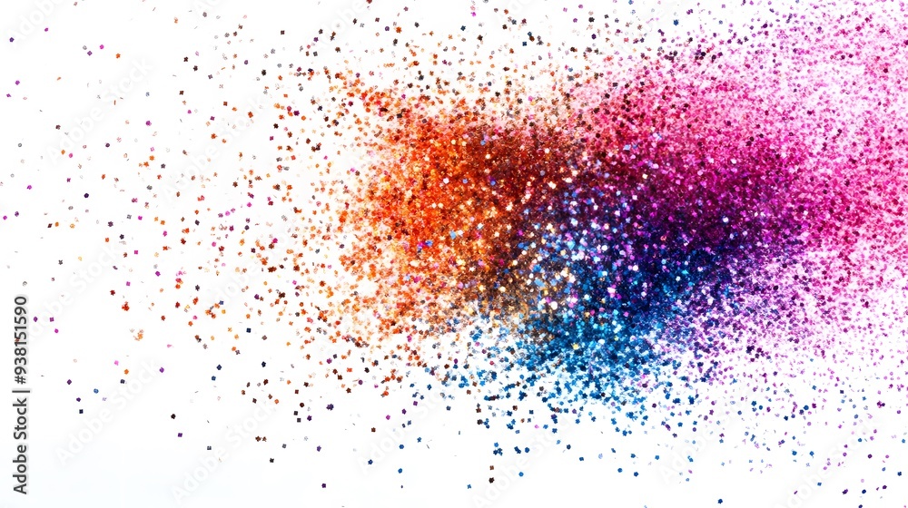 Glitter Explosion: A burst of glitter particles in various colors, shimmering as they spread out against a white background.
Glitter Explosion: A burst of glitter particles in various colors, shimmering as they spread out against a white background.