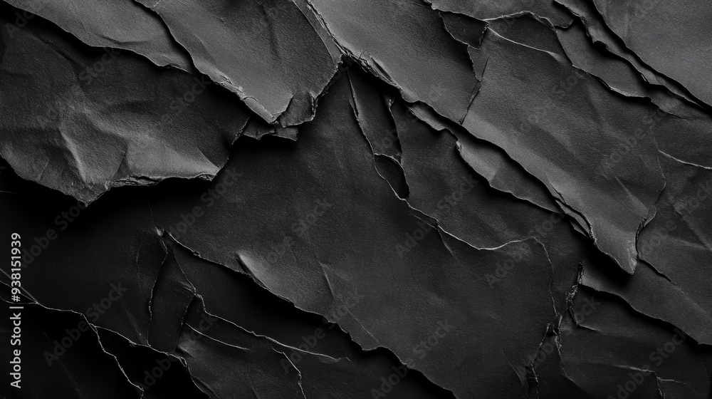 Textured black paper layers creating depth and contrast for artistic expression Textured black paper layers creating depth and contrast for artistic expression