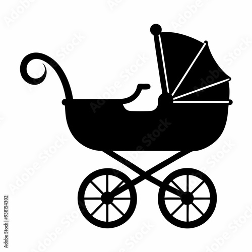 Baby carriage Black silhouette