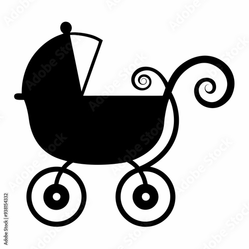 Baby carriage Black silhouette