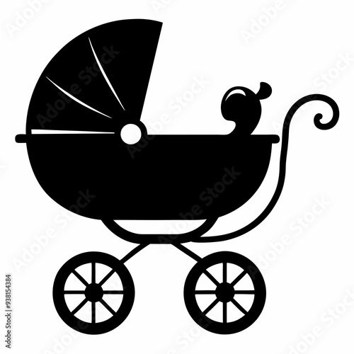 Baby carriage Black silhouette