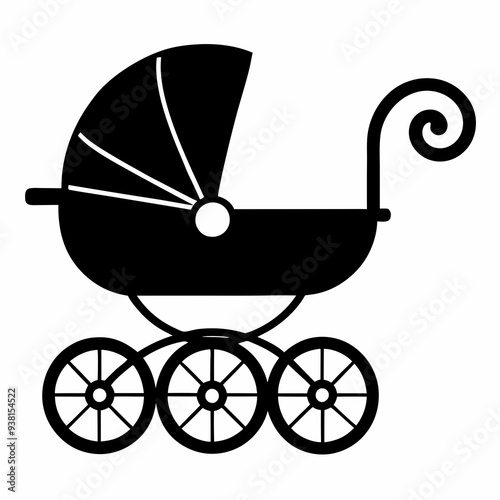 Baby carriage Black silhouette