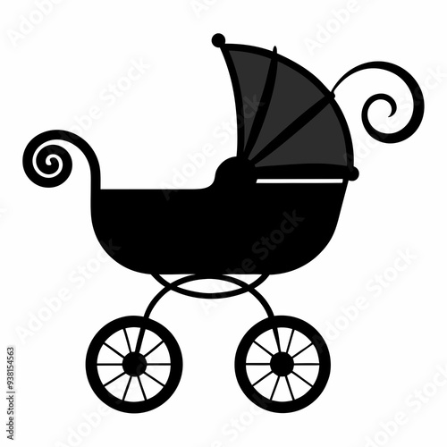 Baby carriage Black silhouette